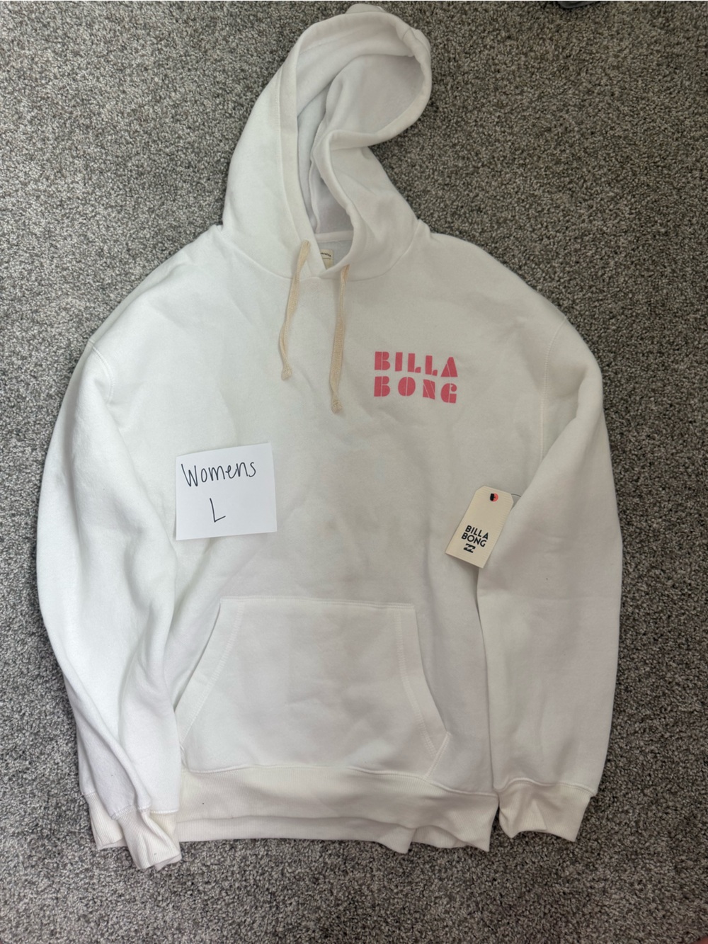 Billabong Cream Crewneck Hoodie with Pink Logo